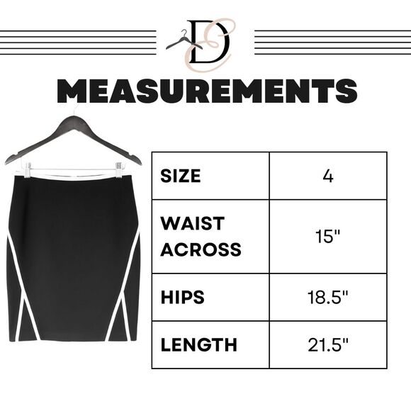 Cartise Black White Pencil Skirt Sheath Mini Slit Canada Designer Boutique Sz. 4 - Picture 7 of 12